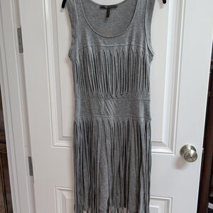 Gray Sleeveless Fringe Dress